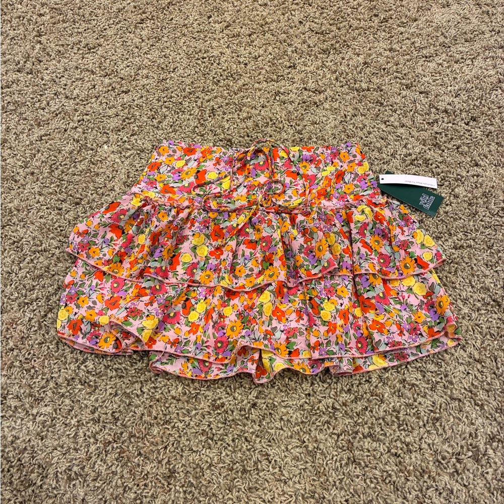 Wild Fable Floral Tiered Ruffle Mini Skirt - Pink Floral